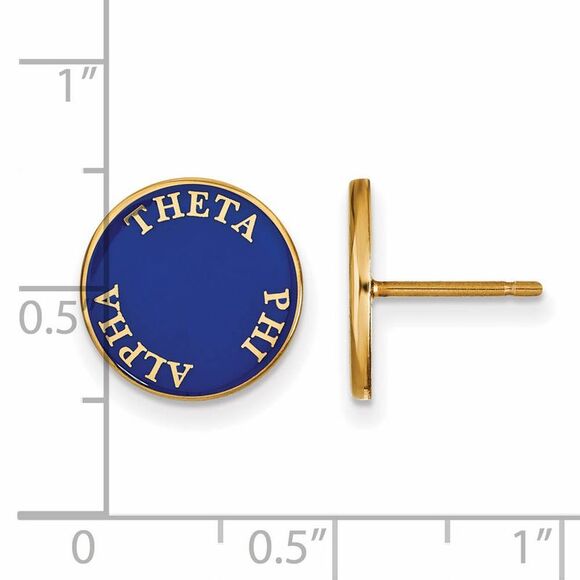14K Plated Silver Blue Enamel Theta Phi Alpha Post Earrings - Picture 2 of 3
